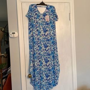 LuLaRoe Macy dress. Beautiful colors. NEW WITH TAGS. VNeck in front and back.